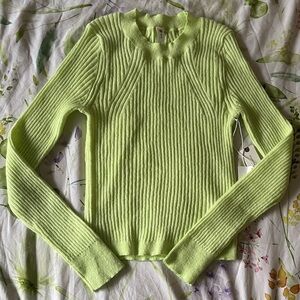 NWT Anthropologie Lime Ribbed Sweater